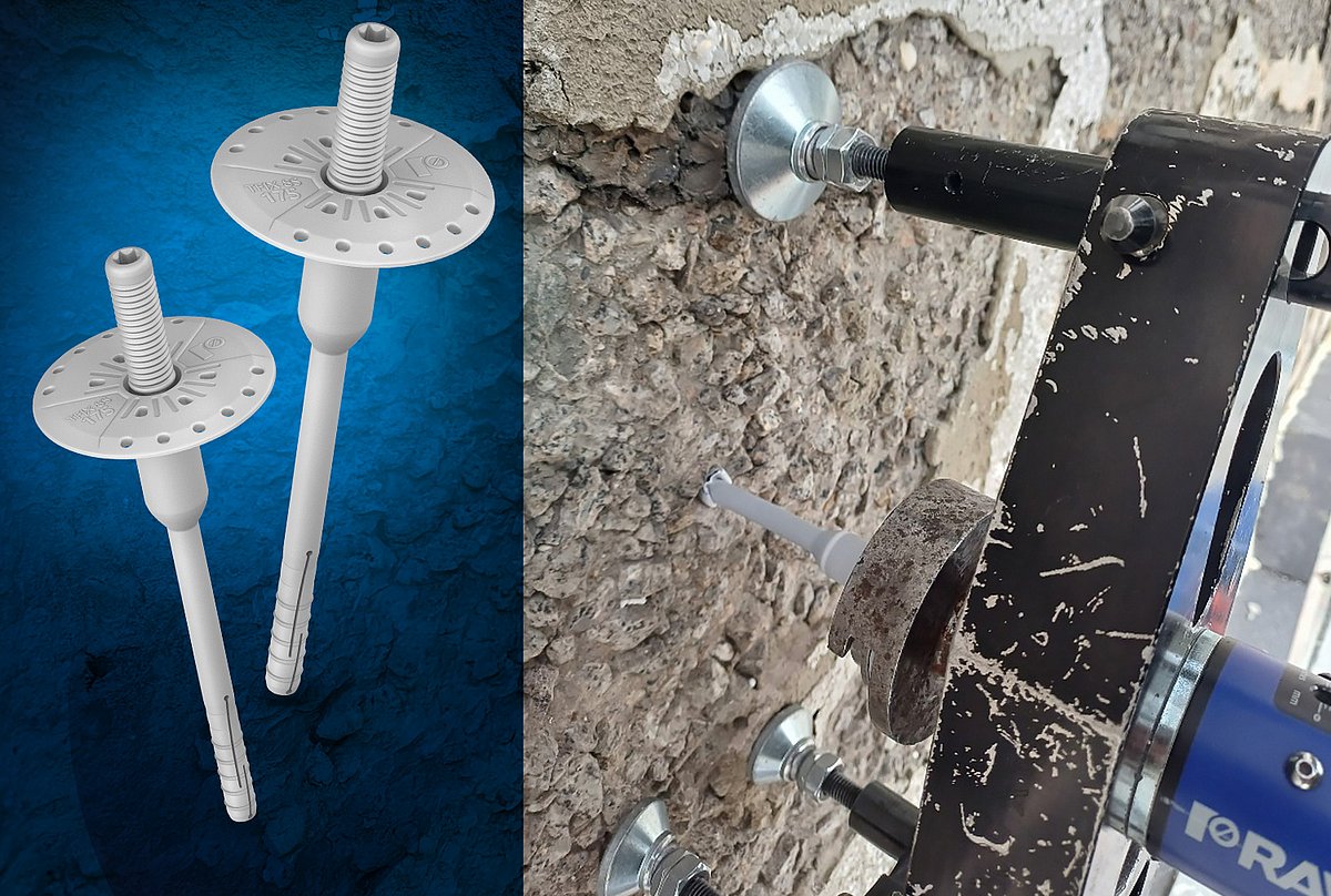 Tinklo tvirtinimo bandymas – R-TFIX-8S polistireninio ir vatos tvirtinimo elementai