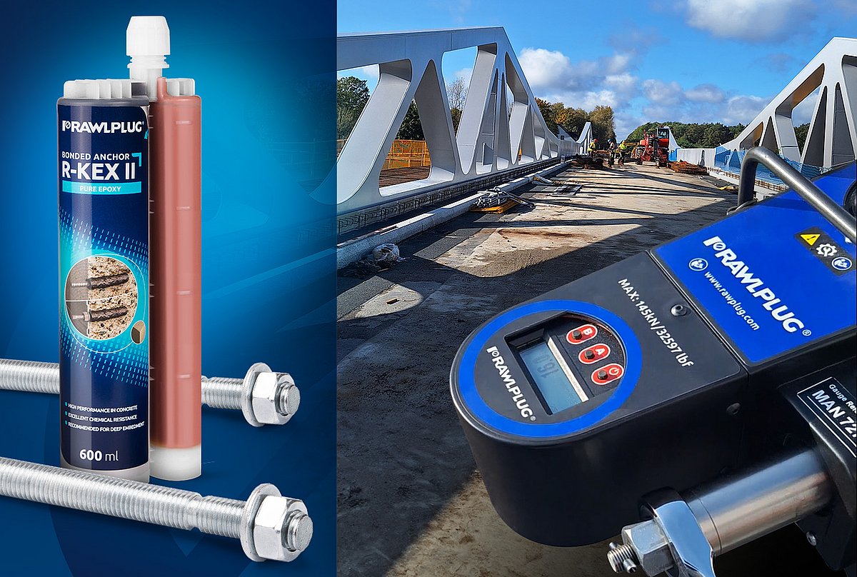 Vietoje atliekamas R-KEXII cheminio ankerio su R-STUDS sriegiuotu strypu bandymas