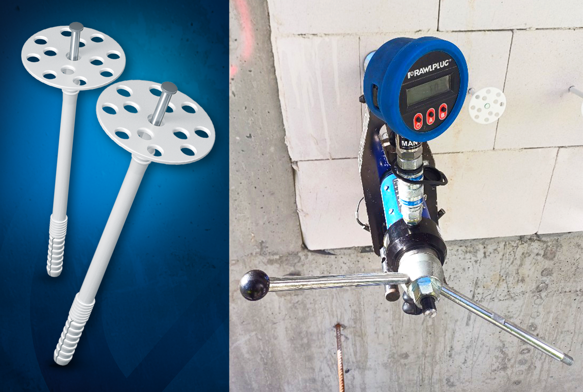 Bandomasis montavimas statybvietėje: polistireninio putplasčio ir vatos tvirtinimo elementai KI-10M