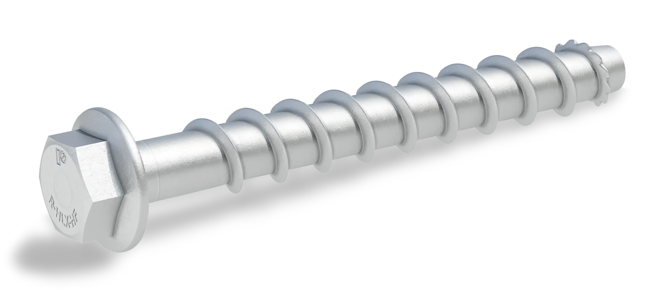 Betoninis varžtas cinkuotame drožle su šešiakampe galvute, indukciniu grūdinimu R-HLX-HF-ZF 8/10.4 × 150 mm – kartoninė dėžė – 50 vnt.