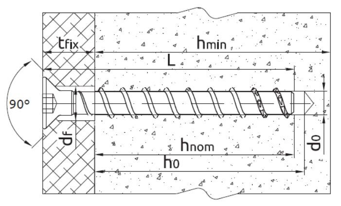 Betoninis varžtas cinkuotame drožle su įgilinta galvute, indukciniu būdu grūdintas R-HLX-CS-ZF 10/12,7 × 100 mm – kartoninė dėžė – 50 vnt. - Image 7