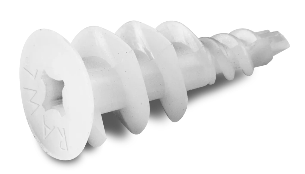 DRA01 Nailono savaime gręžiantis gipso kartono tvirtinimo elementas 16 × 36 mm – kartoninė dėžė – 100 vnt.