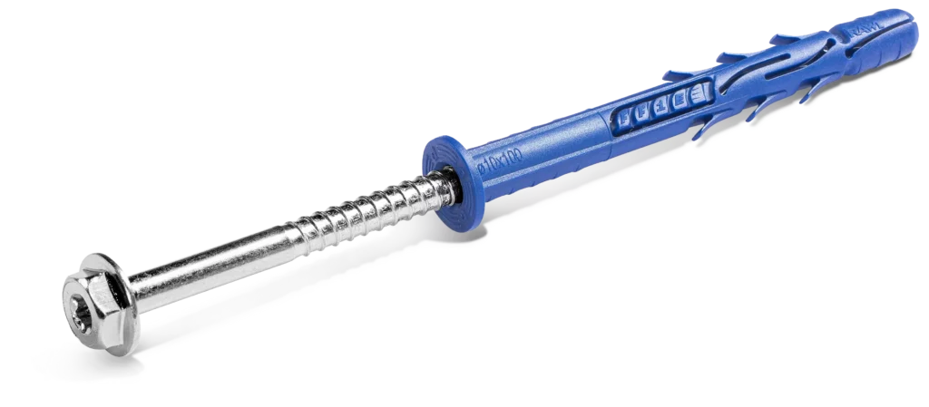 R-FF1 nailono rėmo tvirtinimas 10 × 100 mm, su šešiabriauniais varžtais, A4 nerūdijantis plienas – kartoninė dėžė – 25 vnt.