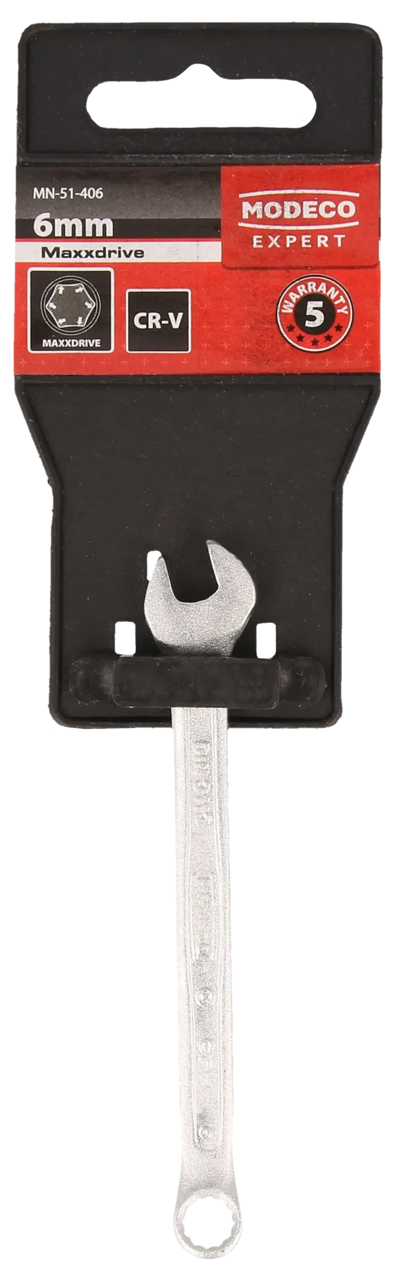 Kombinuotasis veržliaraktis 6 mm Cr-V satinas – plastikinė pakabinama pakuotė – 1 vnt. - Image 2