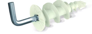 DRA01 Nailono savaime gręžianti tvirtinimo detalė gipso kartono plokštėms 16 × 36 mm su tiesiu kabliu – lizdinė pakuotė – 12 vnt.