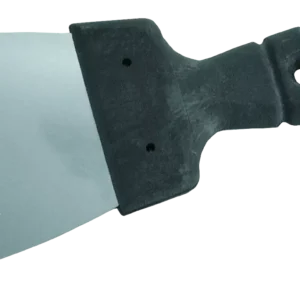 Nerūdijančio plieno mentelė 80 mm, juoda rankena – etiketė – 1 vnt.