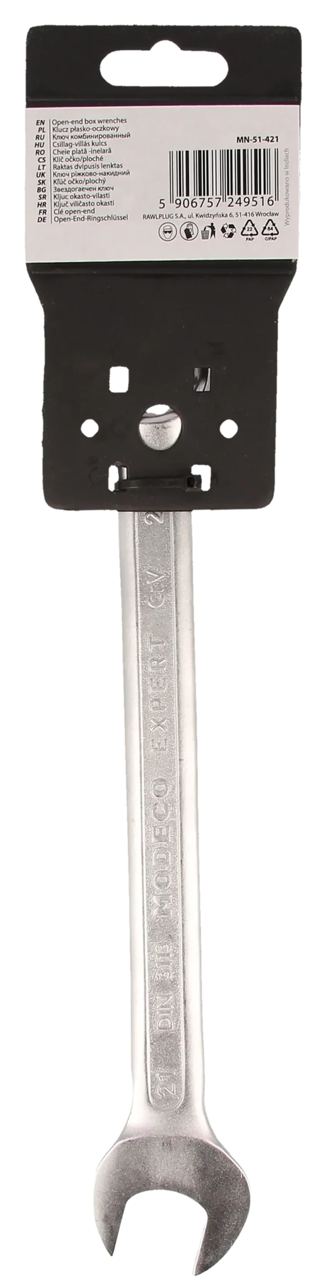 Kombinuotasis veržliaraktis 21 mm Cr-V satinas – plastikinė pakabinama pakuotė – 1 vnt. - Image 4