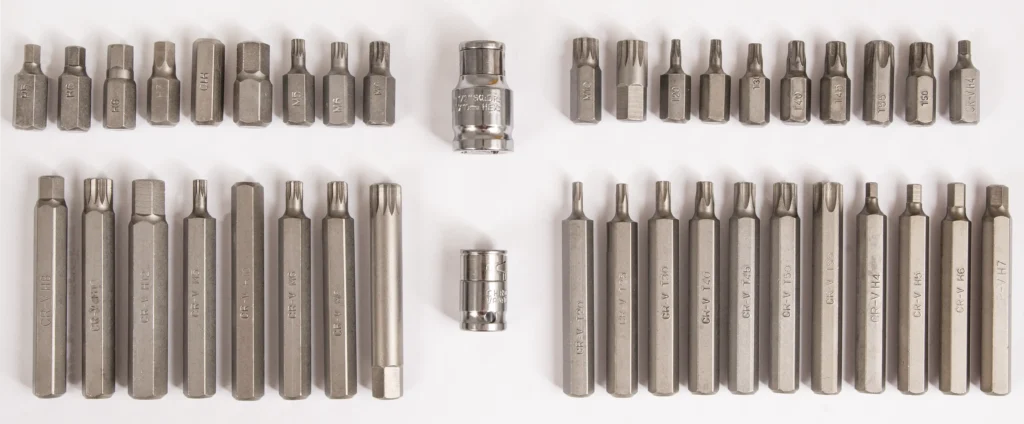 Šešiakampio raktų rinkinys, metalinis dėklas – metalinė pakuotė – 40 elementų