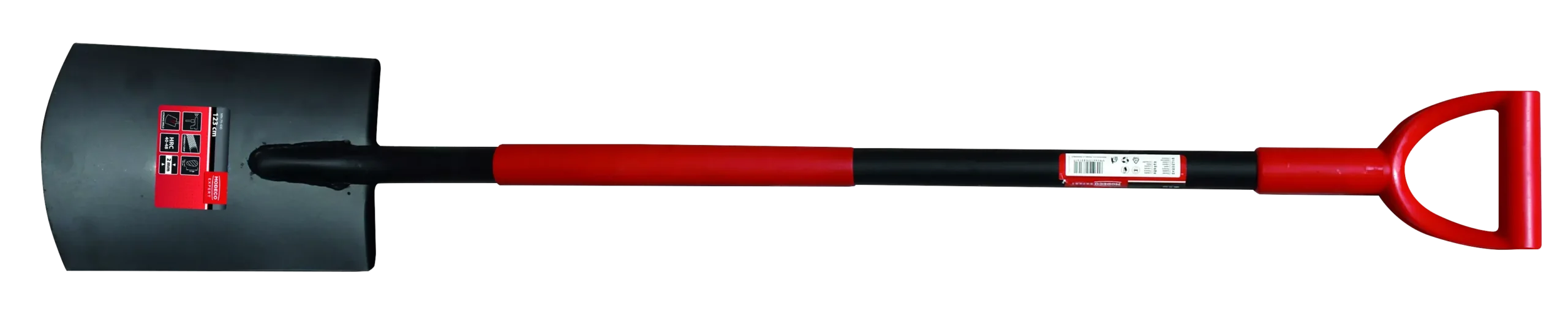 Grūdintas kastuvas, profiliuota metalinė rankena – etiketė – 1 vnt.