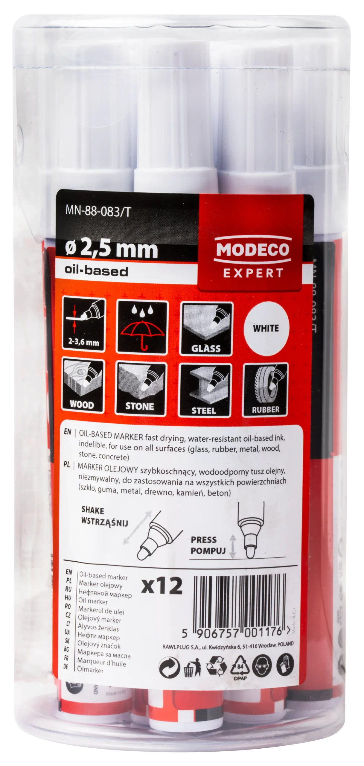 Statybinis žymeklis alyvinis baltas antgalio storis 2,5 mm 10 ml – lizdinė pakuotė – 1 vnt. - Image 4