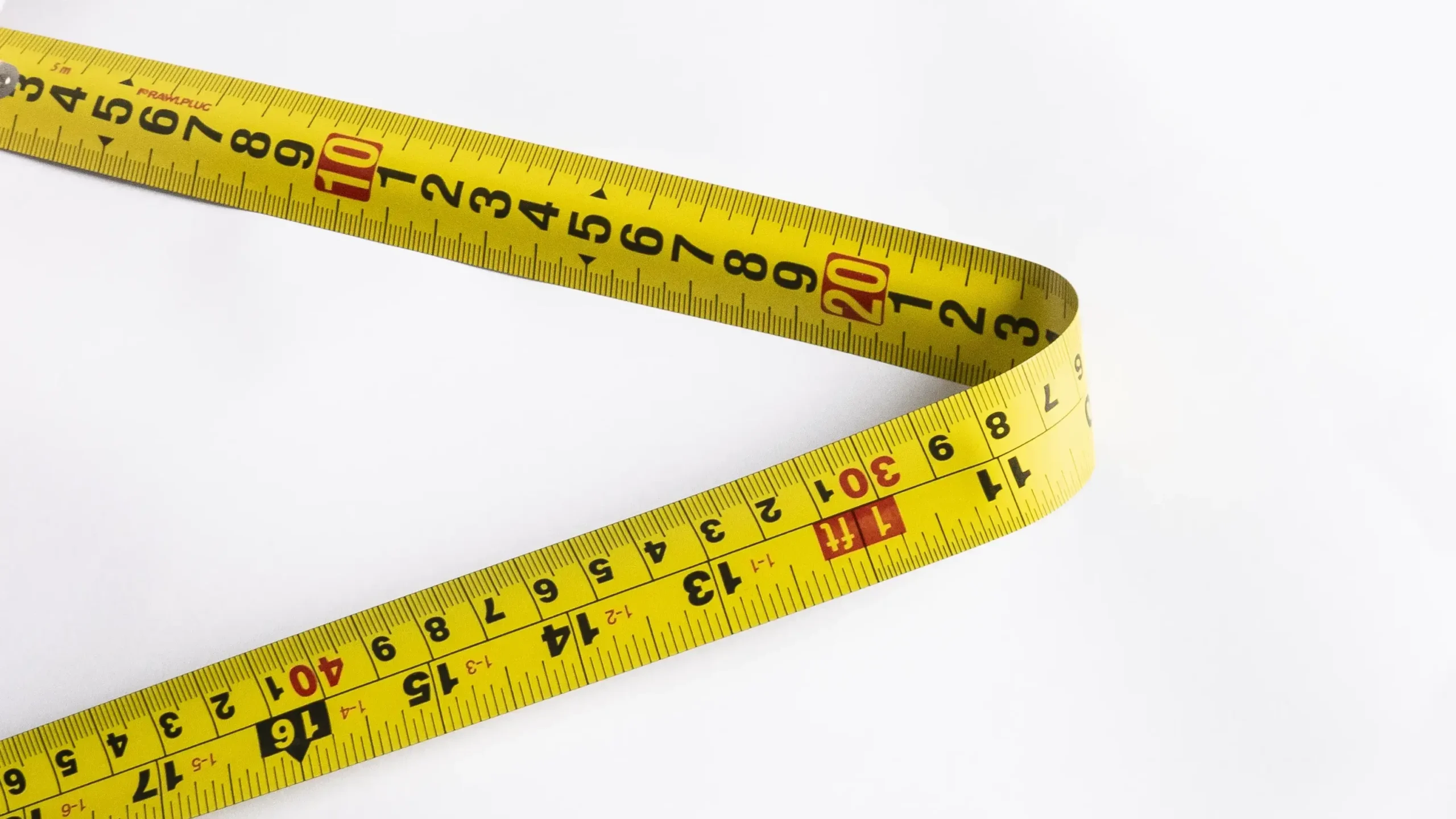 R-HMT neapdorota juosta, 25 mm, 8m serija metrinė ir imperinė – plastikinė pakabinama pakuotė – 1 vnt. - Image 8