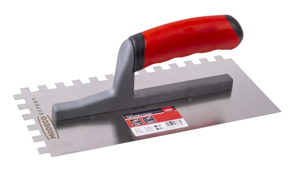 Nerūdijančio plieno mentele 130 × 270 mm dantukas 8 × 8 mm 2k – etiketė – 1 vnt.