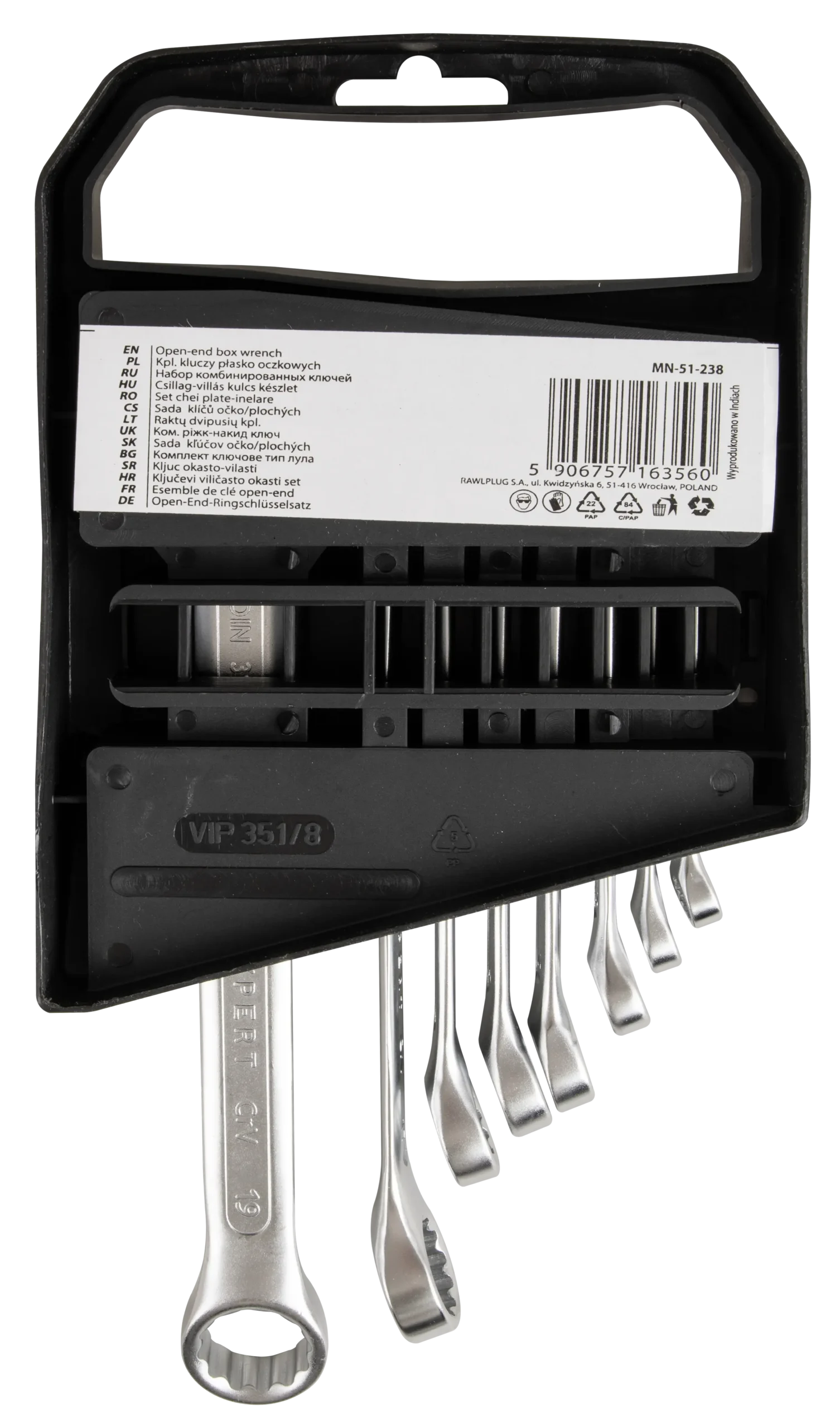 Kombinuotų veržliarakčių rinkinys 8-19 mm Cr-V satin – plastikinė dėžutė – 8 elementų - Image 3