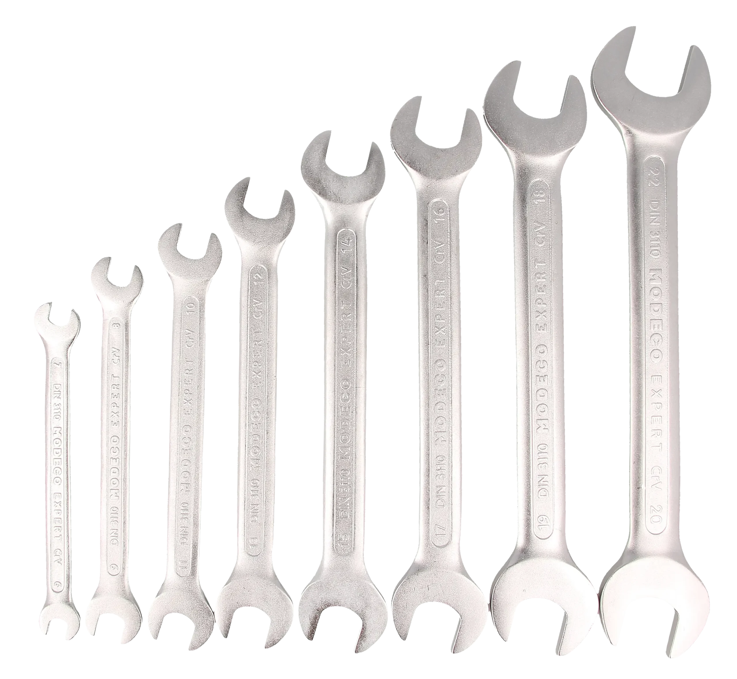 6-22 mm Cr-V satininių veržliarakčių komplektas – plastikinė dėžutė – 8 elementų - Image 2