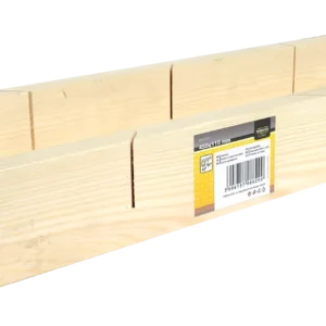 Medinė kampinė dėžė 450 × 110 mm – etiketė – 1 vnt.