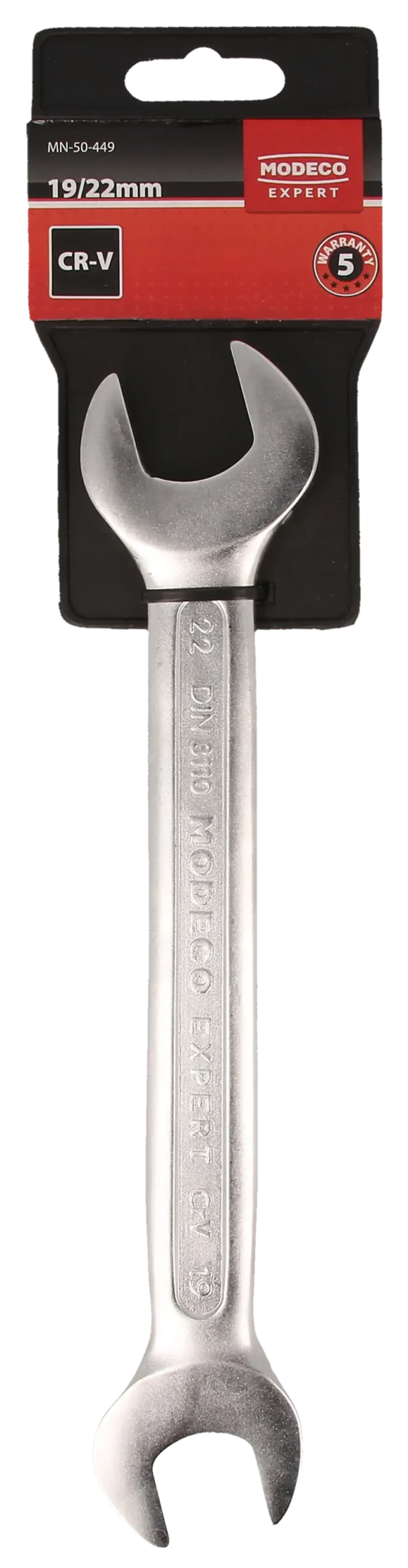 Dvipusis veržliaraktis 19 × 22 mm Cr-V satinas – plastikinė pakabinama pakuotė – 1 vnt. - Image 3