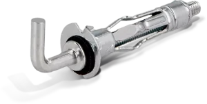 SM Interset jungtis gipso plokštėms M4 × 32 mm su tiesiu kabliu – plastikinis maišelis – 6 vnt.