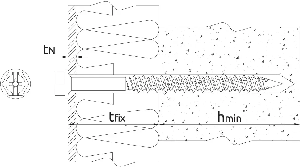 Šešiakampis betoninis stogo dangos varžtas R-WCS 6,3 × 260 mm, antikorozinė danga 15 Kesternich ciklai – kartoninė dėžė – 100 vnt. - Image 7