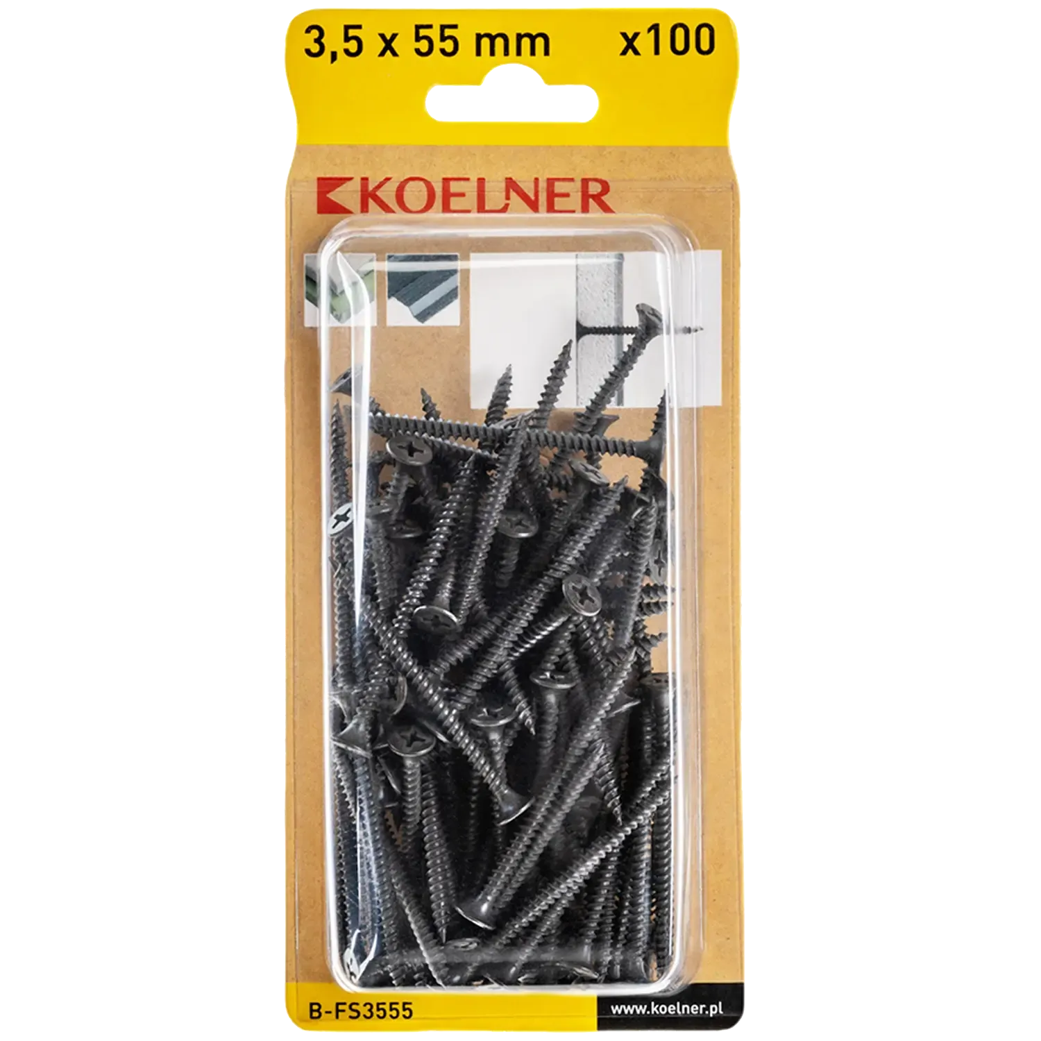Fosfatinis varžtas gipso kartono plokštėms - metalas FS 3,5 × 55 mm – lizdinė pakuotė – 100 vnt. - Image 3