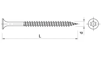 Stogo varžtas plienui ir medienai T25 R-WO 4,8 × 200 mm, antikorozinė danga 15 Kesternich ciklai – kartoninė dėžė – 100 vnt. - Image 7