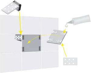 Magnetinių plytelių laikiklis 4 vnt. – kartoninė dėžė – 4 elementų