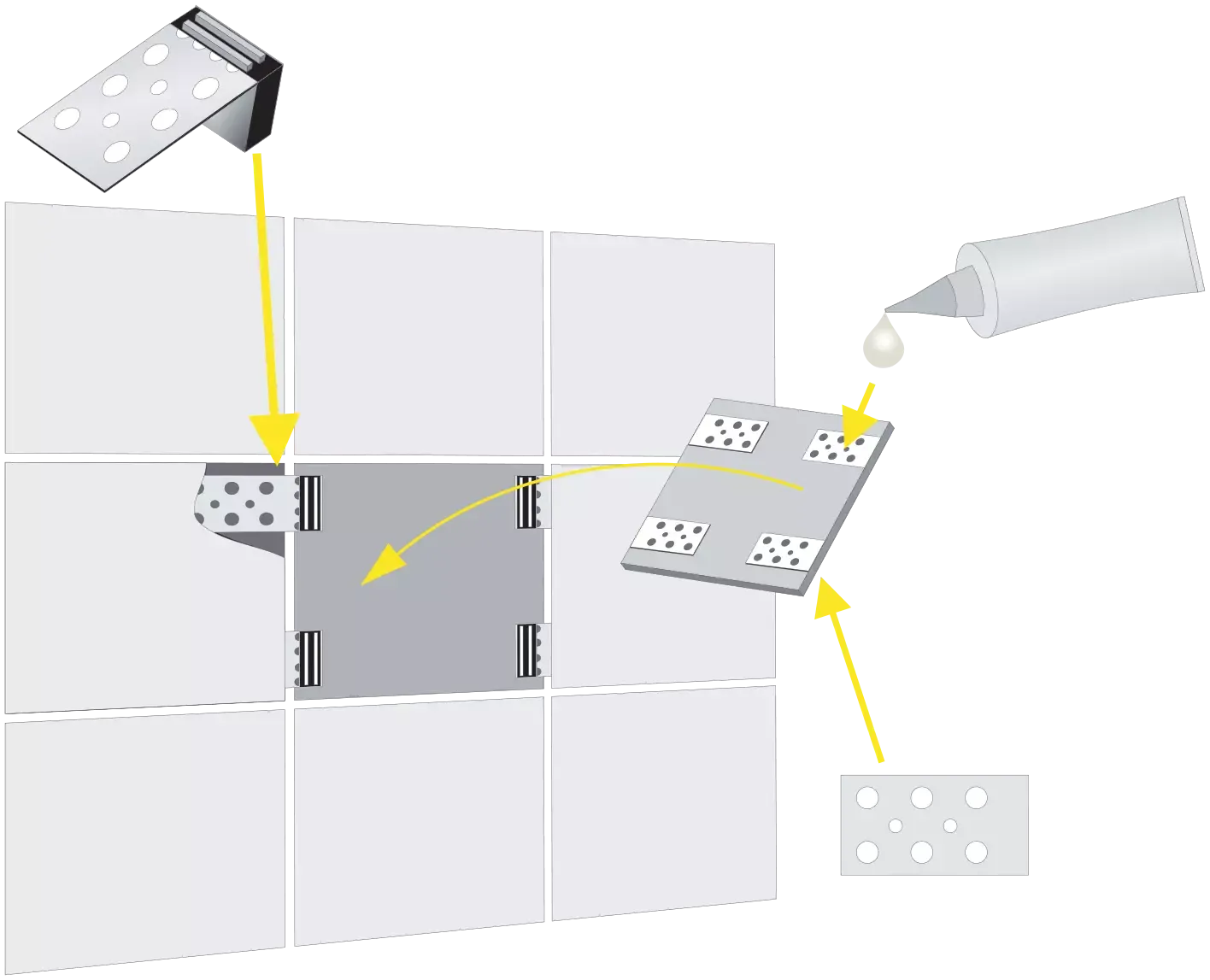 Magnetinių plytelių laikiklis 4 vnt. – kartoninė dėžė – 4 elementų