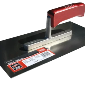 Nerūdijančio plieno mentele 280 × 130 mm medinė rankena – etiketė – 1 vnt.