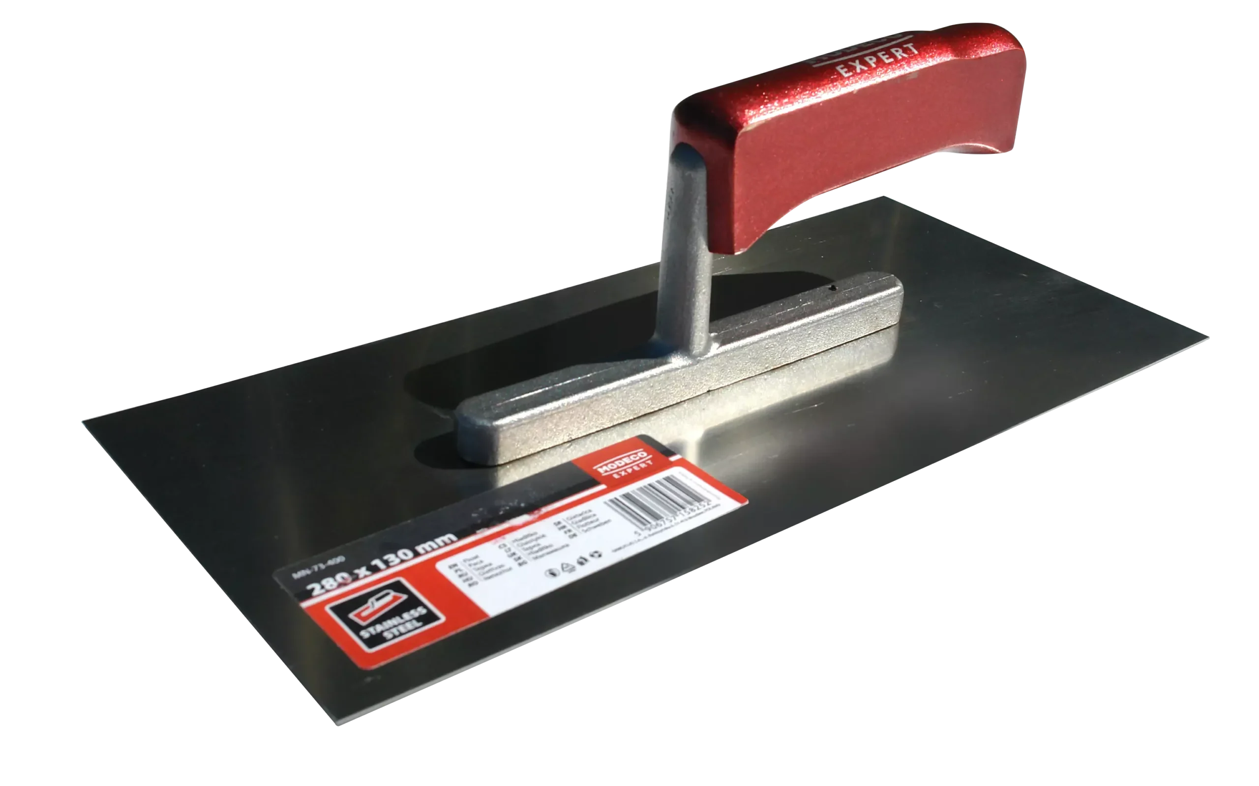 Nerūdijančio plieno mentele 280 × 130 mm medinė rankena – etiketė – 1 vnt.
