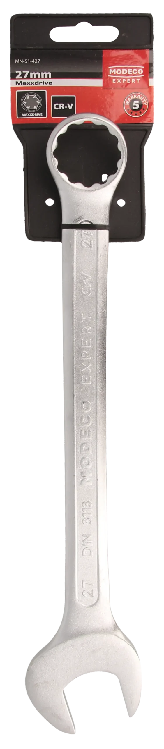 Kombinuotasis veržliaraktis 27 mm Cr-V satinas – plastikinė pakabinama pakuotė – 1 vnt. - Image 3