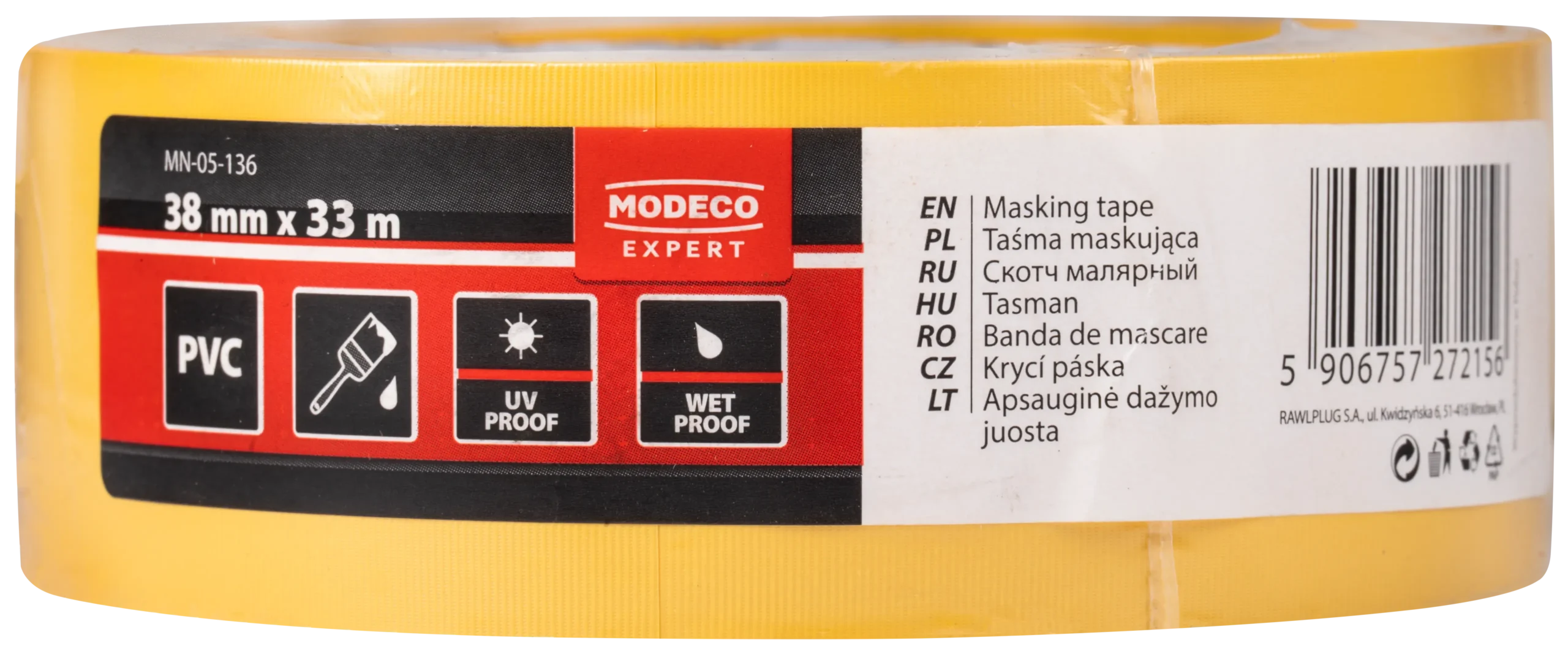 Maskavimo juosta PVC 38 mm x 33m – etiketė – 1 vnt. - Image 3