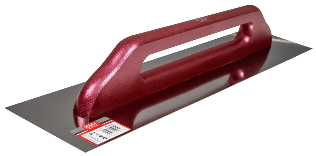 Nerūdijančio plieno mentele 580 × 130 mm medinė rankena – etiketė – 1 vnt.