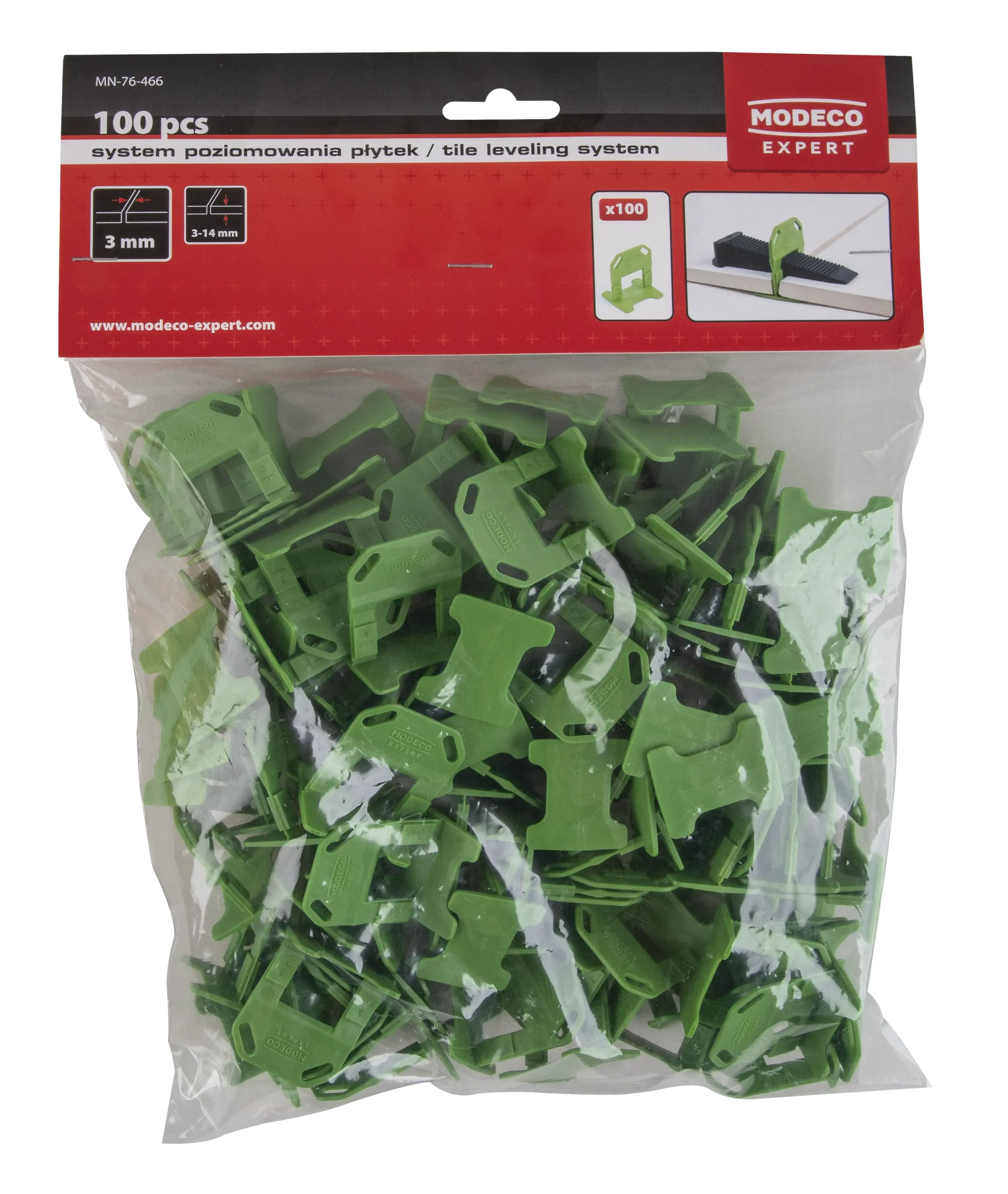 Plytelių išlyginimo sistema - klipas 3 mm – plastikinis maišelis – 100 vnt. - Image 3