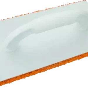 Plastikinė mentele su plona gumine kempine 10 × 120 × 260 mm oranžinė – etiketė – 1 vnt.