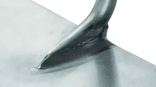 Trapecijos formos nerūdijančio plieno mentele 180 mm, grūdintas ir suvirintas – etiketė – 1 vnt. - Image 4