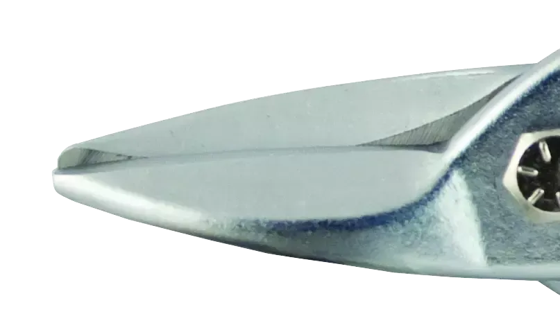 Tiesios skardos žirklės, skirtos 1,2 mm Cr-V, geltona rankena – lizdinė pakuotė – 1 vnt. - Image 3