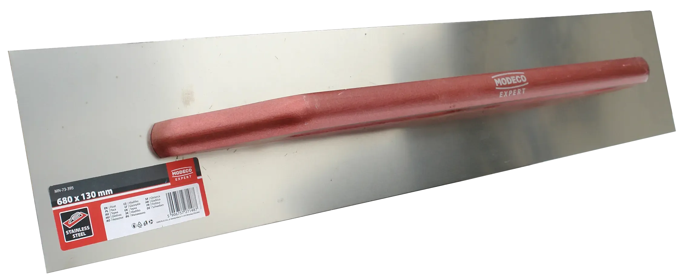 Nerūdijančio plieno mentele 680 × 130 mm medinė rankena – etiketė – 1 vnt. - Image 2