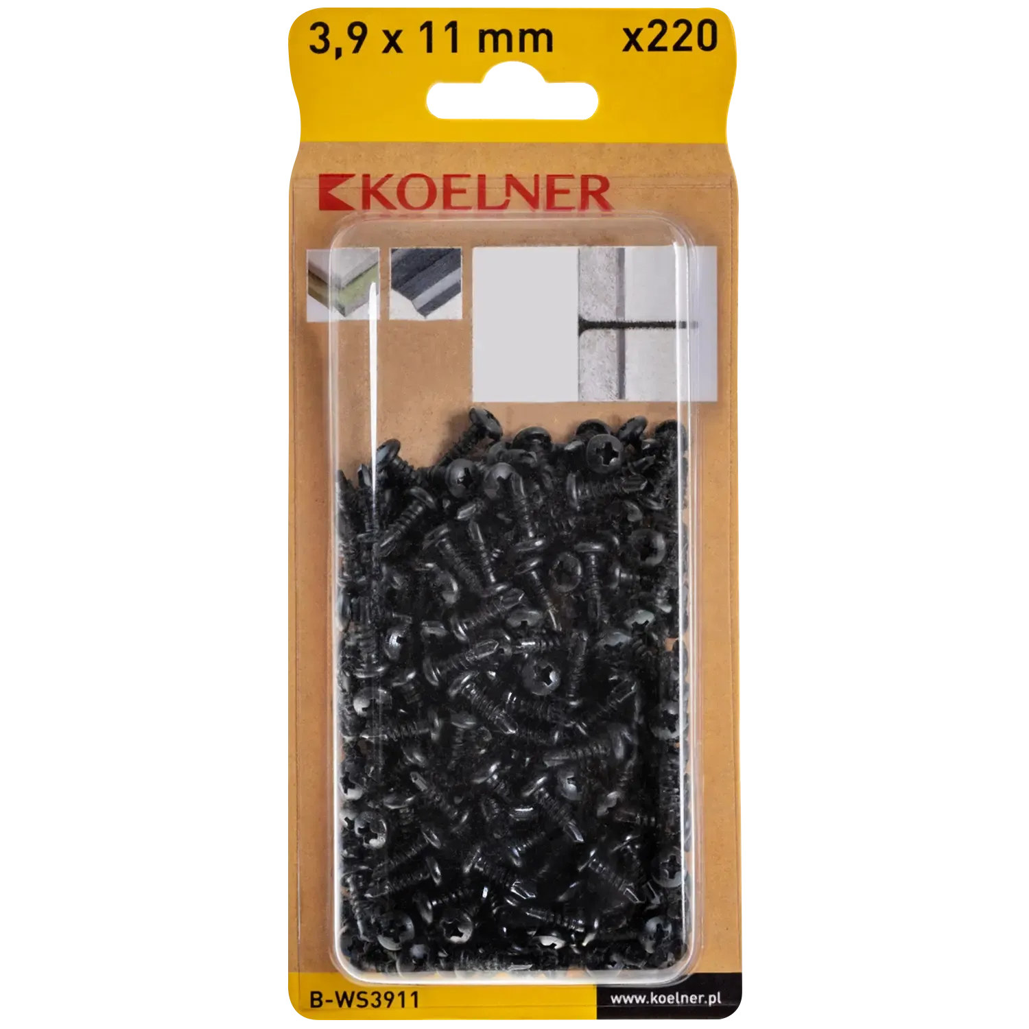 Fosfatuotas savaime gręžiantis varžtas su sriegiu metalui WS 3,9 × 11 mm – lizdinė pakuotė – 220 vnt. - Image 3