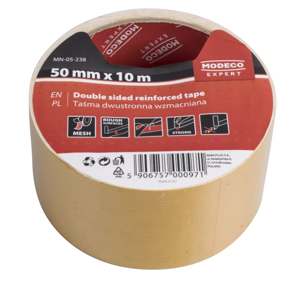 Sustiprinta dvipusė juosta 38 mm x 10m – etiketė – 1 vnt.