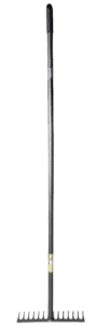 Grėblio metalinė rankena 14 dantys 35 cm 1,5m – etiketė – 1 vnt.