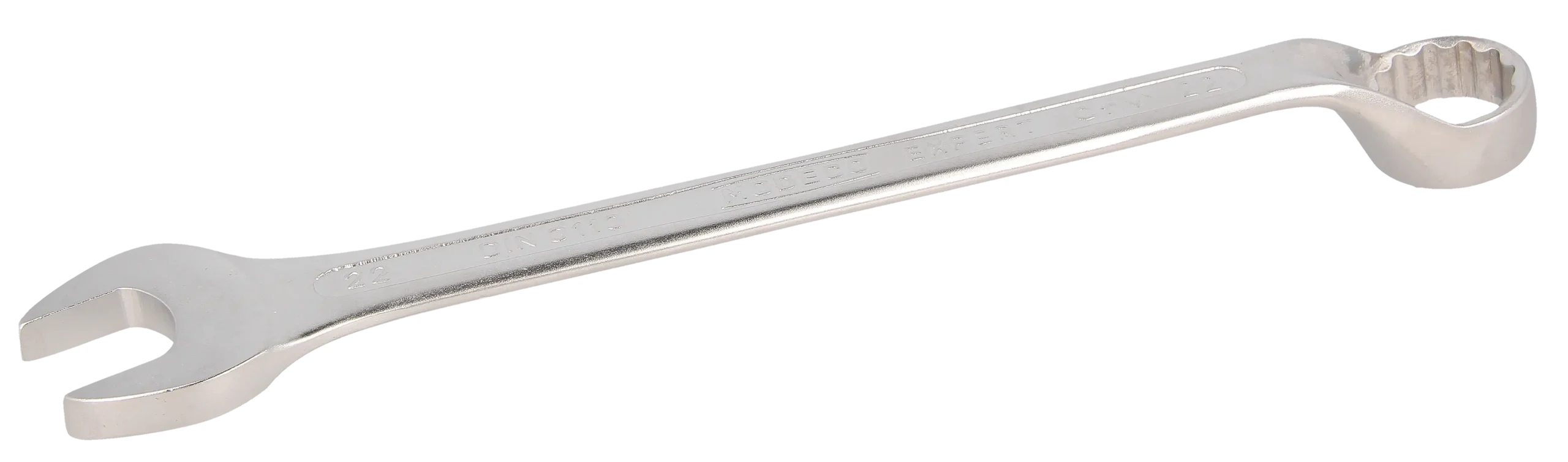 Kombinuotas veržliaraktis 22 mm, išlenktas Cr-V satinas – plastikinė pakabinama pakuotė – 1 vnt.
