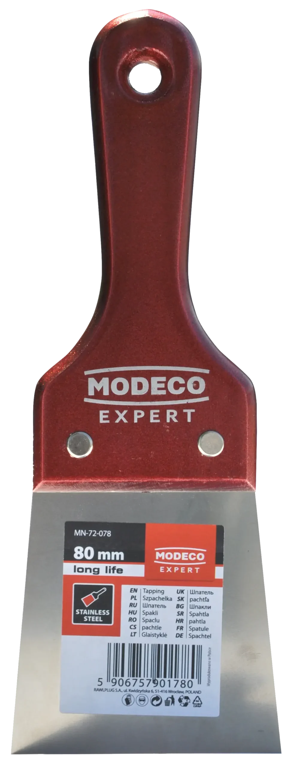 Nerūdijančio plieno mentele 80 mm medinė rankena – etiketė – 1 vnt. - Image 2