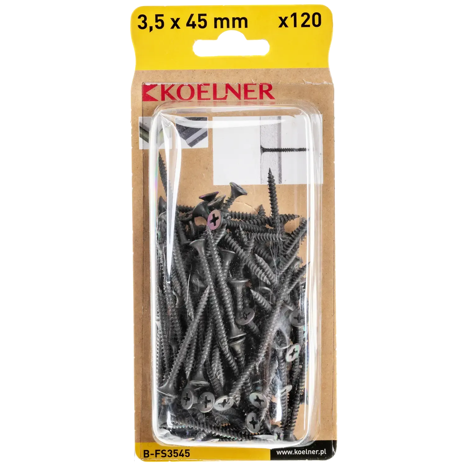 Fosfatinis varžtas gipso kartono plokštėms - metalas FS 3,5 × 45 mm – lizdinė pakuotė – 120 vnt. - Image 3
