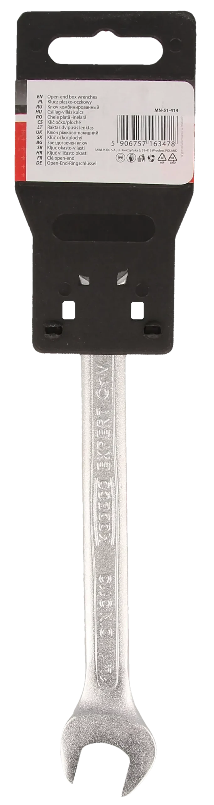Kombinuotasis veržliaraktis 14 mm Cr-V satinas – plastikinė pakabinama pakuotė – 1 vnt. - Image 4
